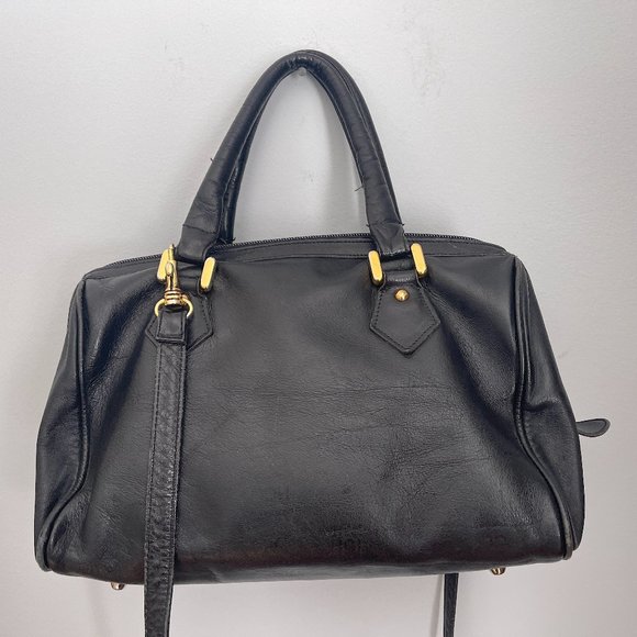 Large Vintage Black Leather HCL Handcrafted Leather Satchel Bag - Picture 7 of 12